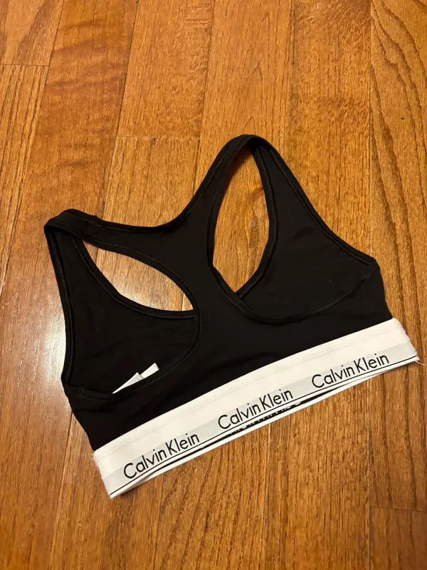 Calvin Klein Modern Cotton Unlined racer back Bralette logo band - Image 4