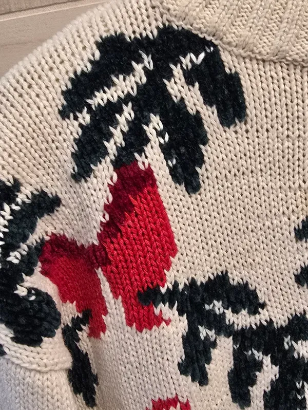 {M} Vintage Knit Christmas Sweater Red Size M - Image 5