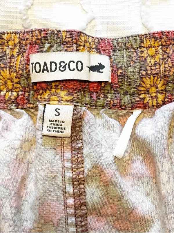 Toad & Co Boundless Brown Pink Green Floral Shorts Boho Granola Outdoor Smal - Image 5