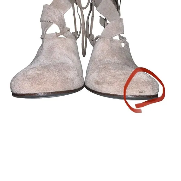 Free People Taupe Nouvella Criss Cross Wrap Chunky Heel Suede Leather Sz 38/6.5‎ - Image 4