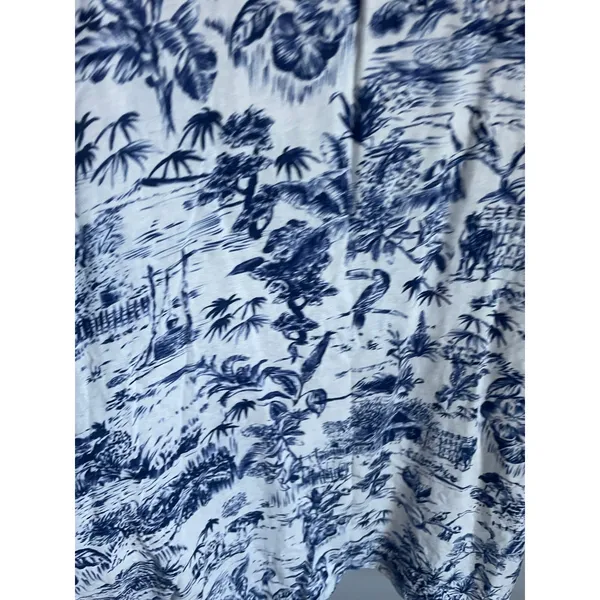 Joie Linen Toile Tank Dress Cutout Blue White French Aline Pockets Cottagecore M - Image 5