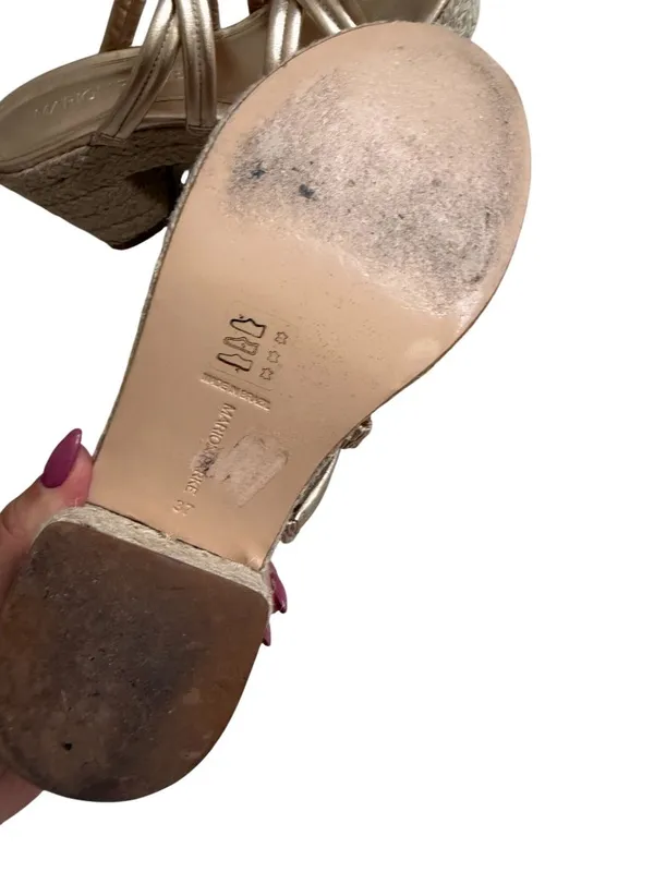 MARION PARKE Adrian Gold Leather Platform Espadrilles Sandals Size 37 / US 7 - Image 6
