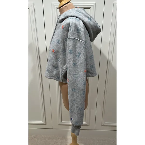 Champion Reverse Weave‎ Gray Hoodie Sweatshirt Logo Athleisure Sporty - Image 6