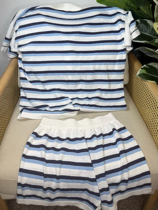 Stripe Coverup / Lounge Set Size medium Blue - Image 3