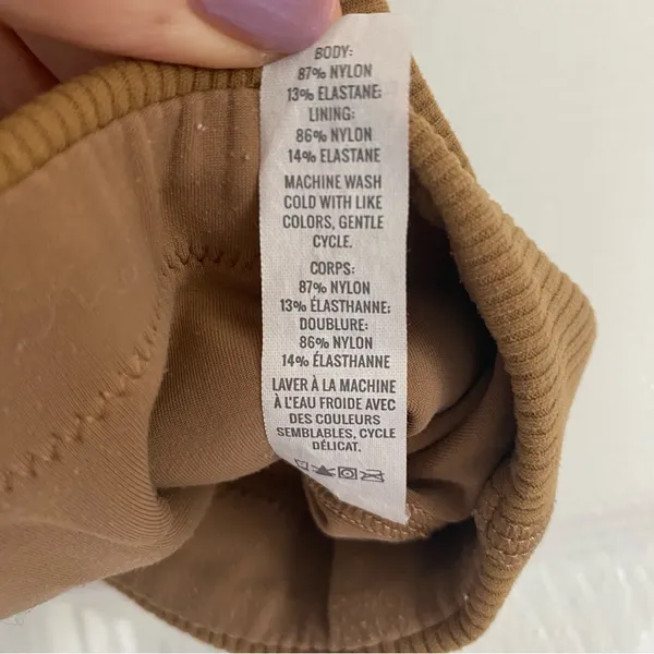 Aerie Offline Medium Brown Ribbed Crop Top Bra Medium Support Stretch Activewear - Image 5