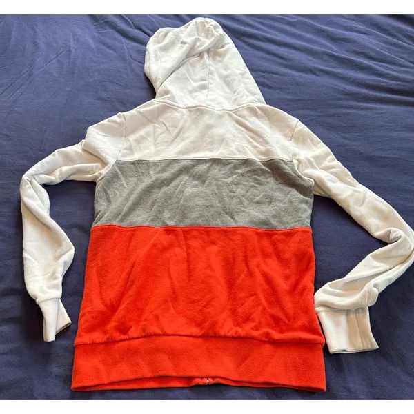 Victorias Secret PINK Full Zip Hoodie XS Red/Orange Colorblock Sweatshirt - Image 10