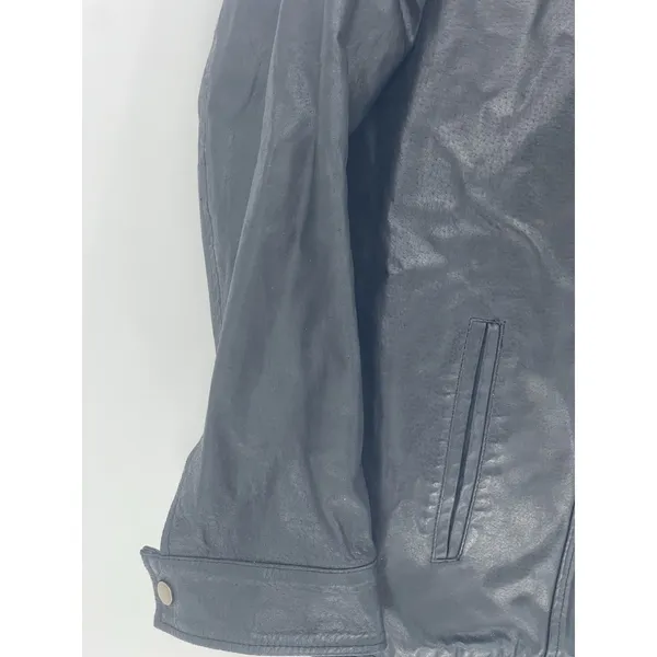 Roaman's Black Leather Bomber Jacket Full Zip Pocket Lined Size‎ 14W - Image 6
