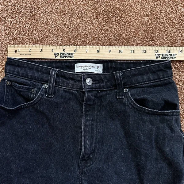Abercrombie & Fitch Flare High Rise Curve Love Jeans Women 6L Black Retro Indie - Image 4