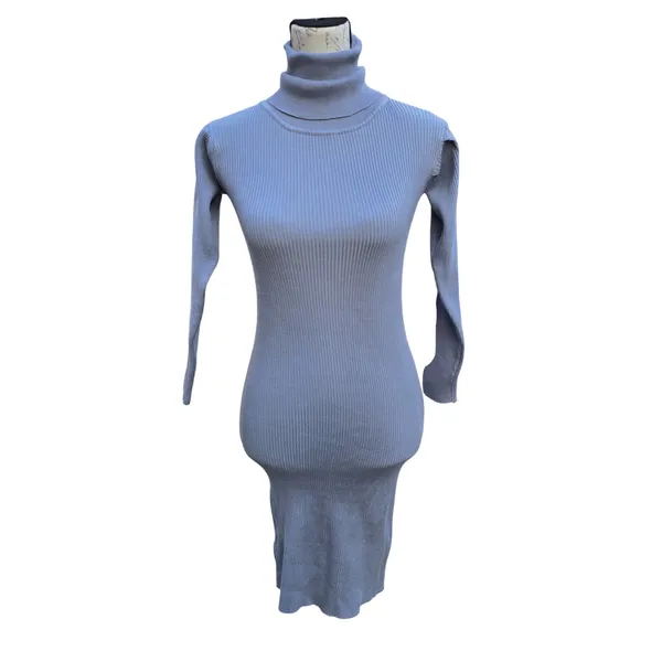 ELLIATT Victoria Knit Dress‎ Ribbed Turtleneck Midi Greay Womens Size S - Image 4