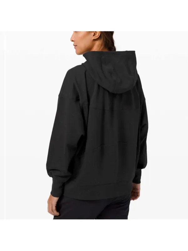 lululemon Back In Action LA Hoodie Black With‎ Multi Color Speckles Size 6 - Image 2