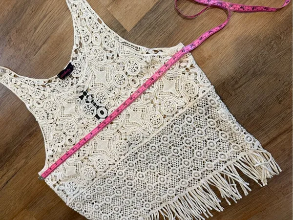 Annabelle Crochet Fringe Tank Top — Cream & Black Label - Image 6