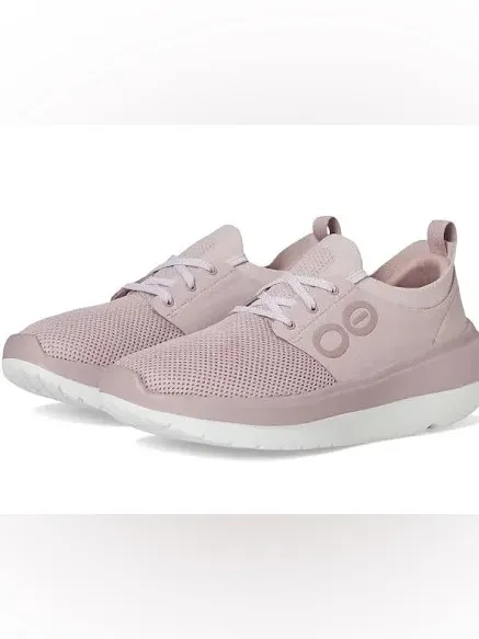OOFOS OOmy Stride Recovery Sneakers Women Size 7 Stardust Pink Knit - Image 2