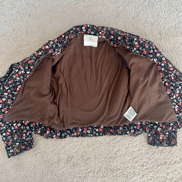 Anthropologie Hei Hei Tinsley Floral Moto Jacket Zip Cropped Fitted Womens Sz 6 - Image 5