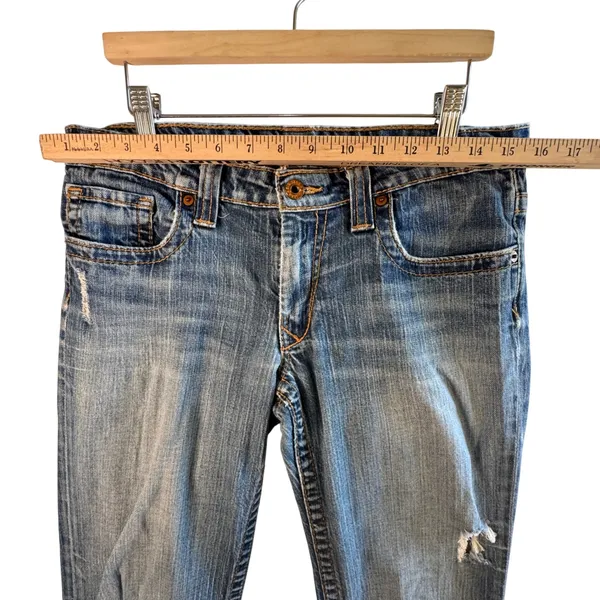 Big Star Casey Bootcut Jeans Medium Wash Distressed Denim Low‎ Rise Size 30L USA - Image 7