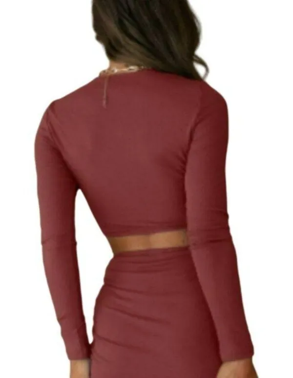 Runaway Cinnamon Cropped V-Neck Long Sleeve Top Size Medium NWT - Image 2