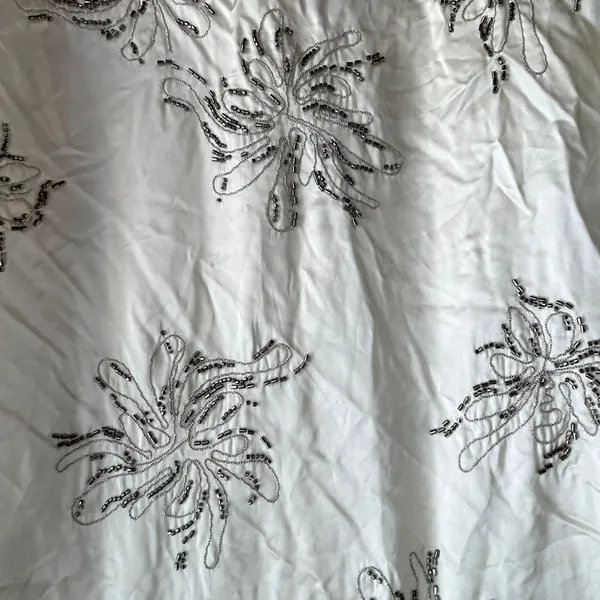NWT Zara beaded long sleeved button down shirt floral cream satin‎ women's XS - Image 8