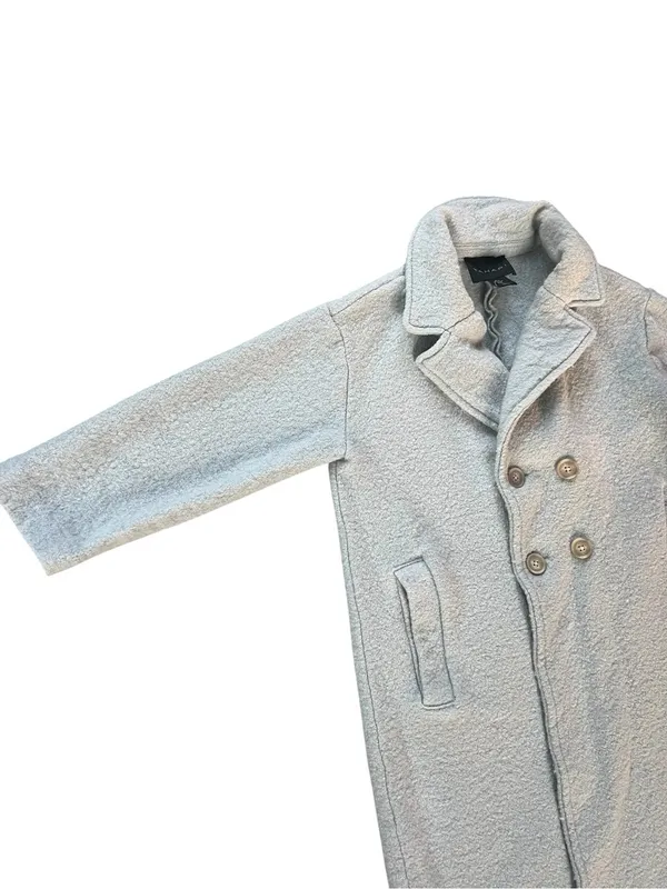 Tahari Double-Breasted Pale Gray Pea Coat - Image 4
