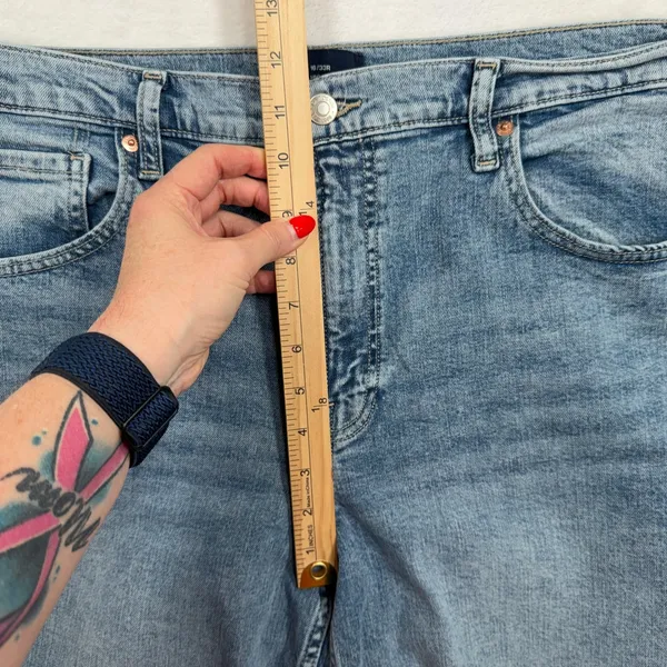 Gap 16 33 Wide Leg Jeans Light Wash High Rise Cropped Denim Casual 5-Pocket - Image 12