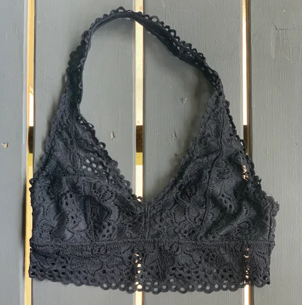 Aerie Black Lace Halter Bralette - Image 4