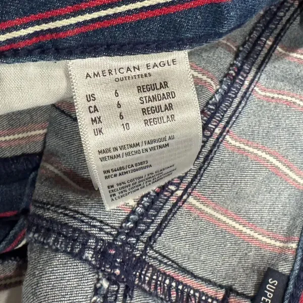 American Eagle High Rise Mini Cutoff Stripes Denim Skirt Women’s 6 - Image 3