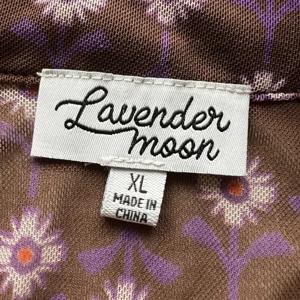 Lavender Moon Shirt Womens XL Sheer Mesh Floral Print Long Sleeve Retro Preppy - Image 2