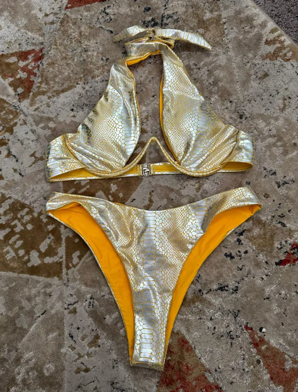 Metallic bikini set rave bikini set - Image 2