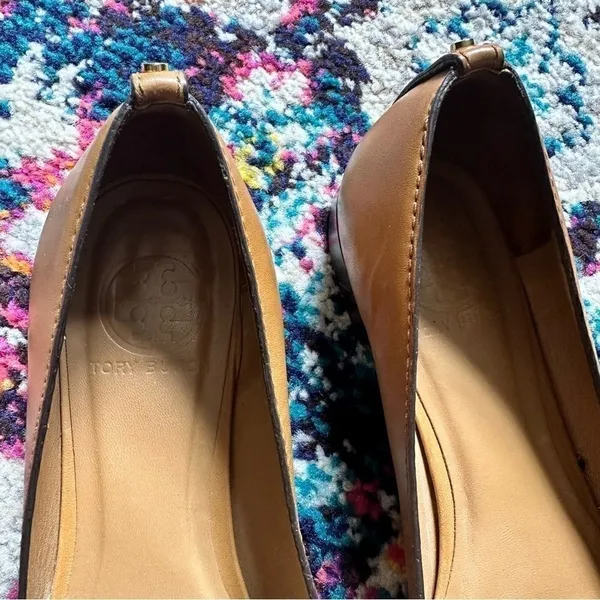 Tory Burch Priscilla Leather Flat Vicuña Womens 7 Tan - Image 2