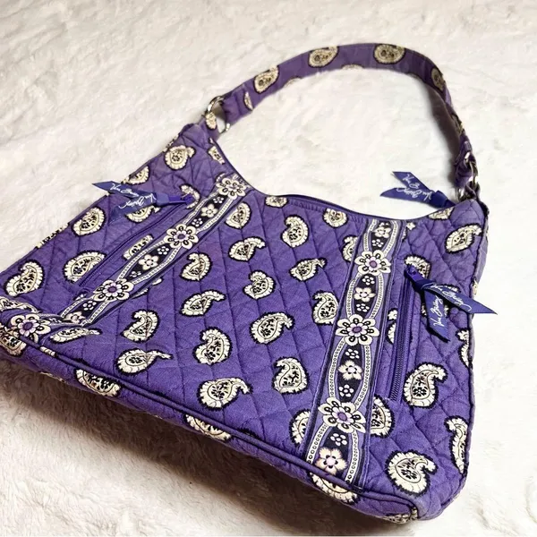 Vera Bradley Simply Violet Purple Paisley Quilted Shoulder Bag Retired Pattern - Image 4