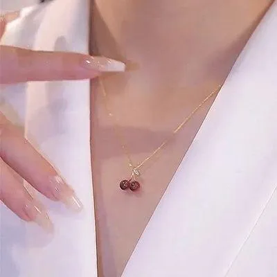 Gold Dainty Cherry Necklace - Image 2