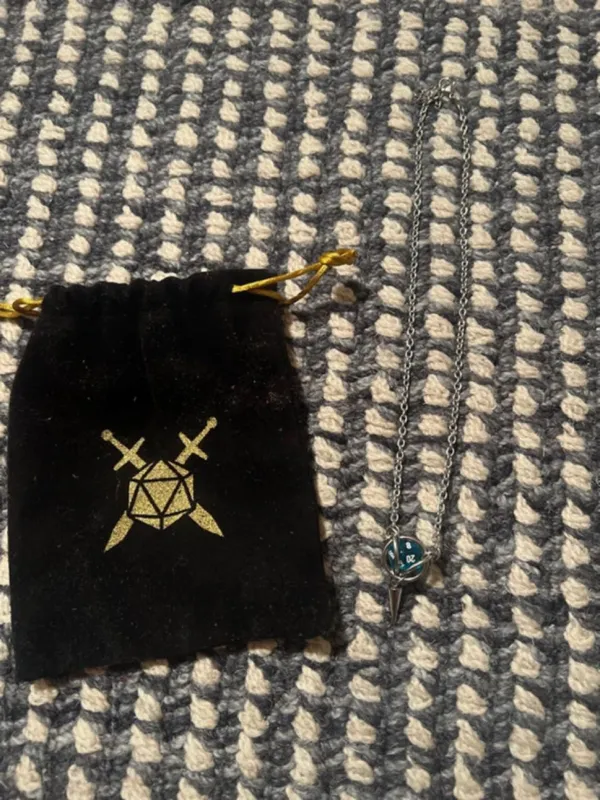 D&D 20 sided die necklace with blue face and numbers #dnd #gaming Bought from renaissance faire No flaws and never wore Originally paid 25 - Image 3