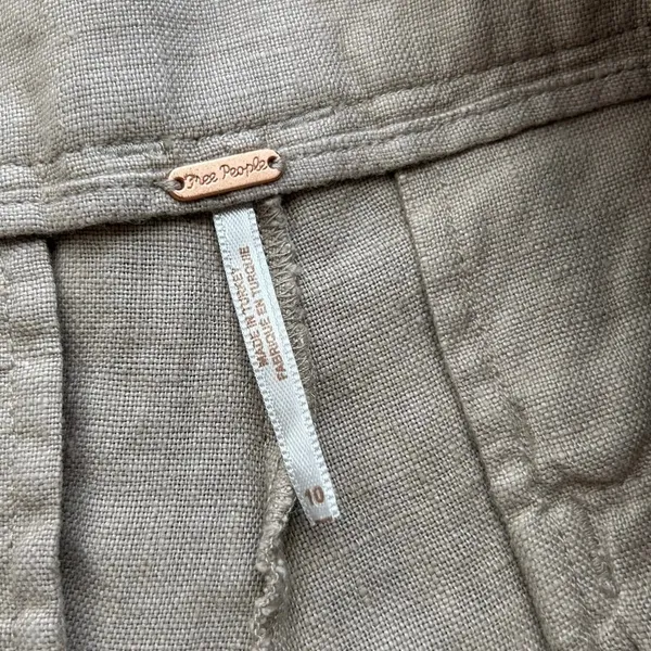 Free People Linen Chelsea Pleated Shorts Oatmeal Size 10 High Rise Tailored - Image 8