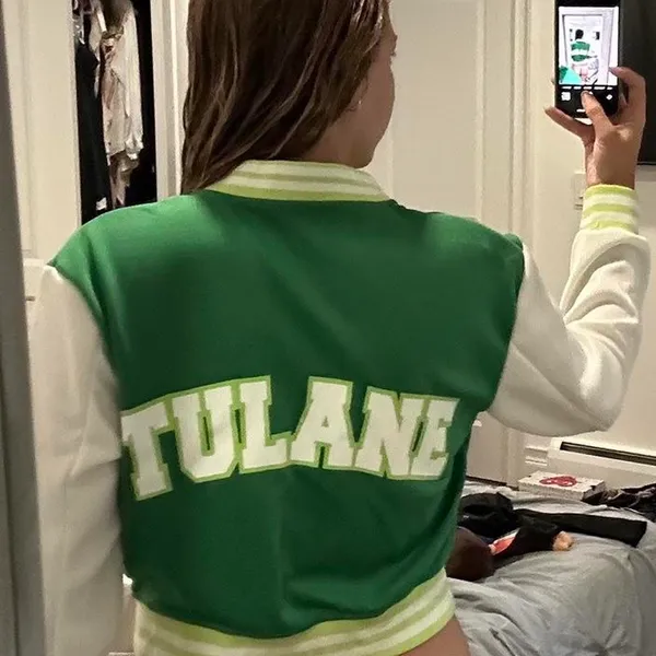 Tulane green and white varsity jacket - Image 2