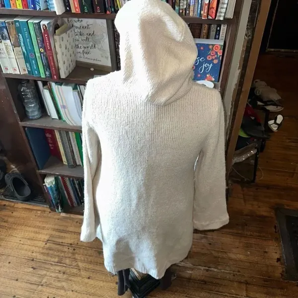 PRana cozy cream button down hooded L sweater coat - Image 4