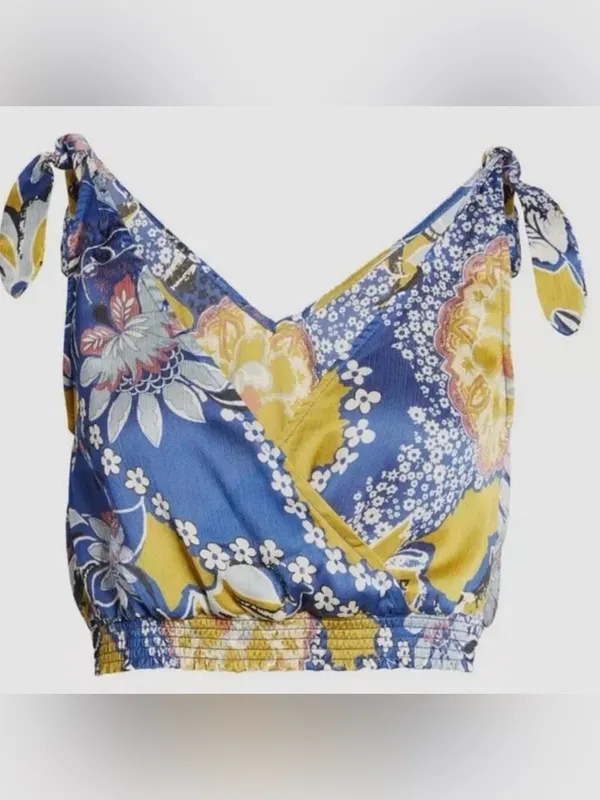 Intimately Free People Blue Weekend Smocked Crop Tank Top M - Image 3
