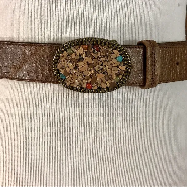 Elite Accessories Plastic Rock Buckle Leather Belt (S) - Image 3