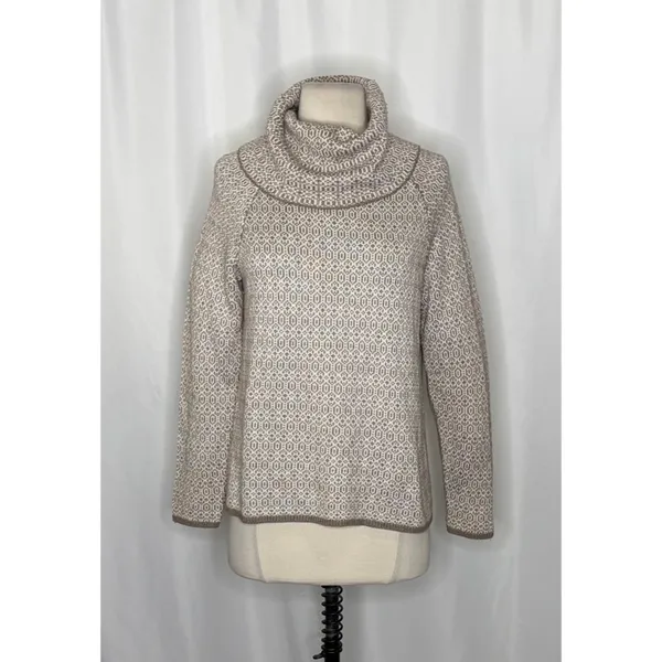 TOMMY BAHAMA Wool Blend Cowl Neck Sweater‎ Coastal Geometric Raglan Knit Small - Image 2