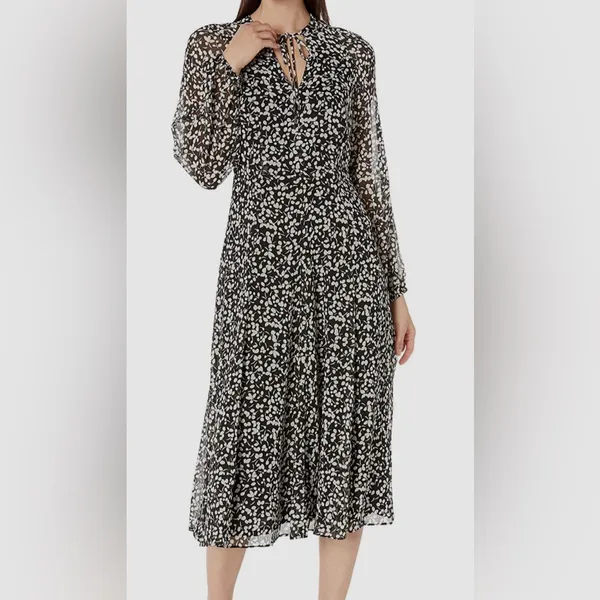 Tommy Hilfiger Women's Black Floral-Print A-Line Dress Size 14 - Image 2