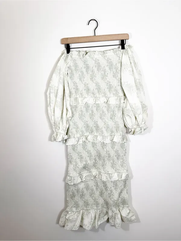 NWT Worth Collective Chloe Smocked Midi Dress in Sage Green Small Floral - Image 4