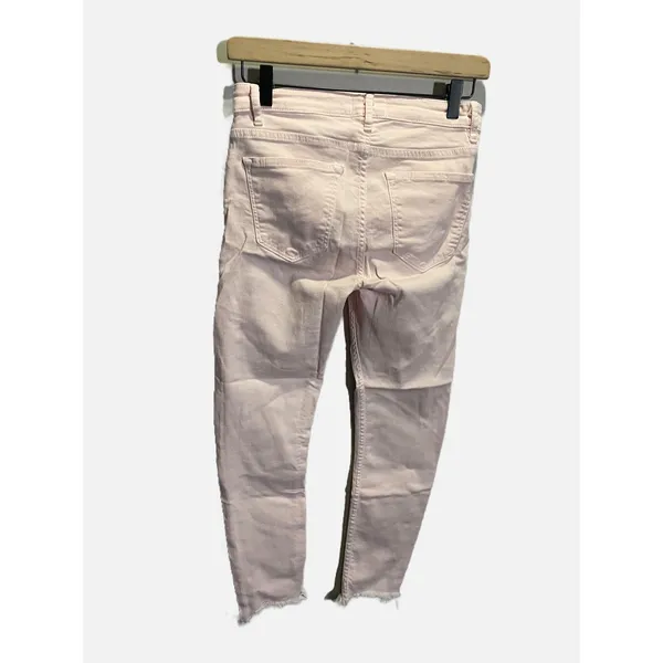 Zara Skinny Jeans Womens‎ 4 Pink Raw Hem Premium Denim Collection Casual Slim - Image 3