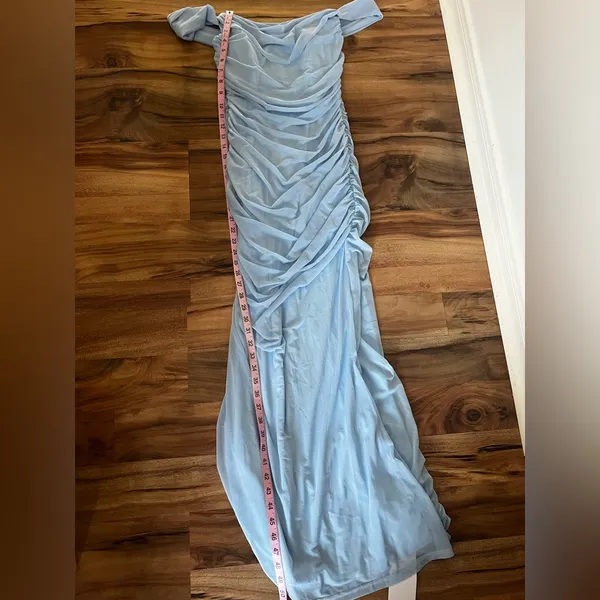 NWT - L - MARTHEA - Elegant Light Blue Off-Shoulder gown Dress - Image 6