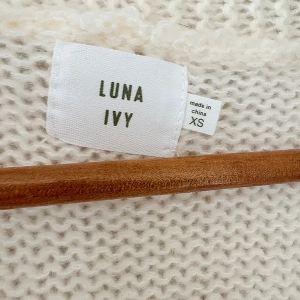 Luna Ivy Cardigan Sweater XS Cream Red Velvet Bows Coquette Balletcore Chunky - Image 7