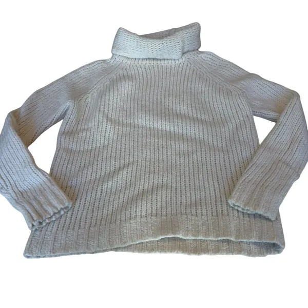 Banana Republic Merino Wool Blend Chunky Turtleneck Sweater Womens Small Oatmeal - Image 8