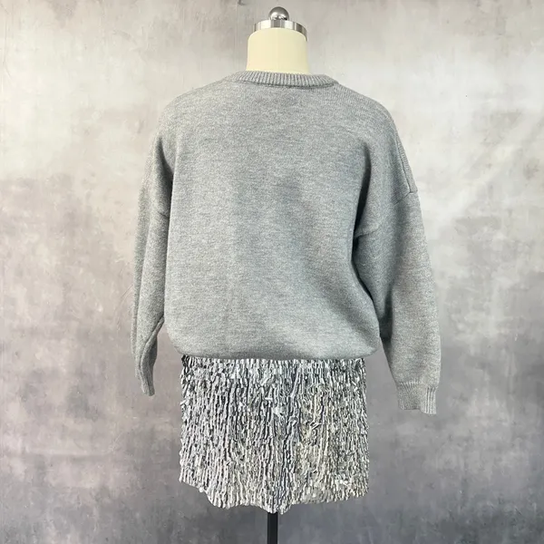 Mare Mare x Anthropologie Women Dress Size L Sequin Mixed Media Holiday Glam - Image 2