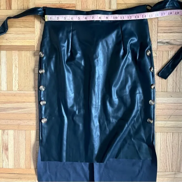 HOT Leather High Low Pencil Skirt L Black Size L - Image 5