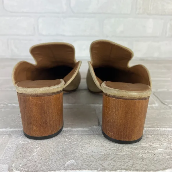 Thelma The Ava Mules Womens 38 8 US Wheat Suede Leather Block Heel Classic Italy - Image 3