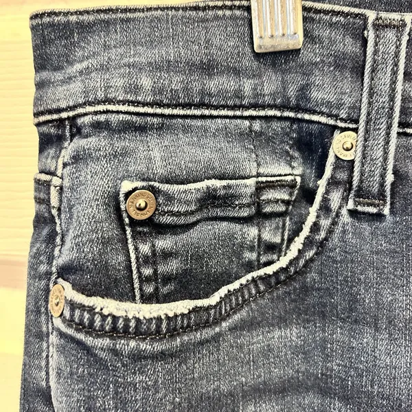 7 For All Mankind Kick‎ Flare Jeans Womens 32 Ripped Knee Bootcut Denim - Image 5