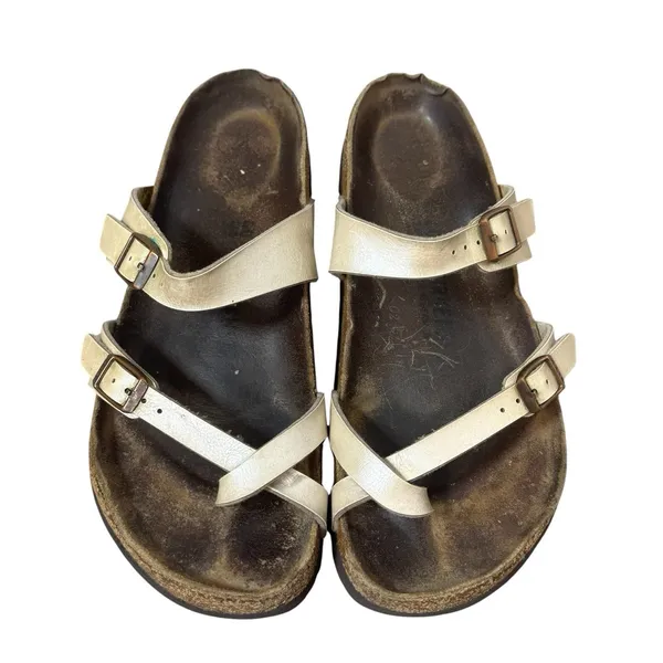 Birkenstock Womens Mayari Sandals Size 40 US 9-9.5 Birko-Flor Pearl White Brown - Image 2