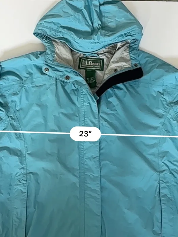 L.L.Bean Vintage Teal Nylon Hooded Rain Jacket Windbreaker Unise - Image 2