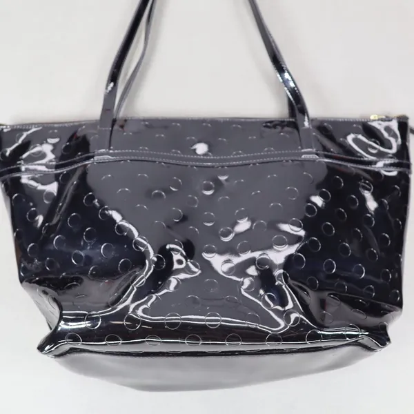 Kate Spade Sophie Camellia‎ Street Tote Bag Black Patent Leather Polka Dot Bow - Image 6