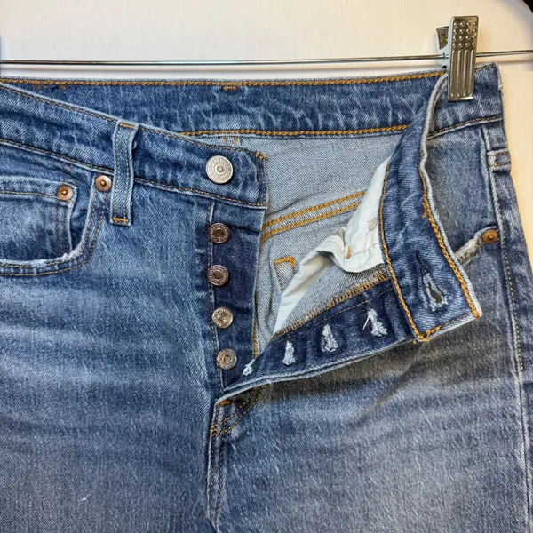 Levis 501 Original‎ Fit High Rise Straight Leg Jeans Blue 27x30 12501-0396 - Image 4